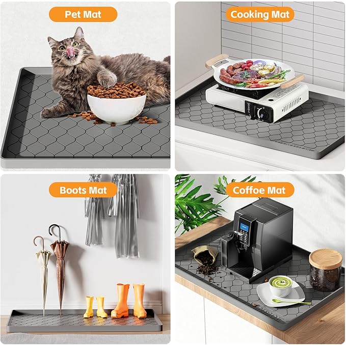 Winisok Silicone Under Sink Mat 19" x 19", kitchen Essentials and Gadgets, Shelf liner and Cabinet Protector, Home Organizers and Storage, Waterproof Bathroom Tray