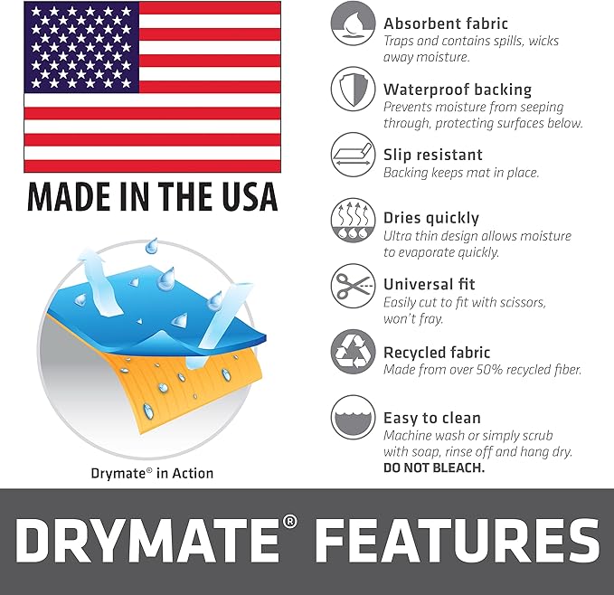 Drymate Premium XL Under Sink Mat, Waterproof Cabinet Protection Mats for Kitchen & Bathroom, Absorbent Shelf Liners, Slip-Resistant, Non-Adhesive, Machine Washable (USA Made)(24”x59”)(Indigo)