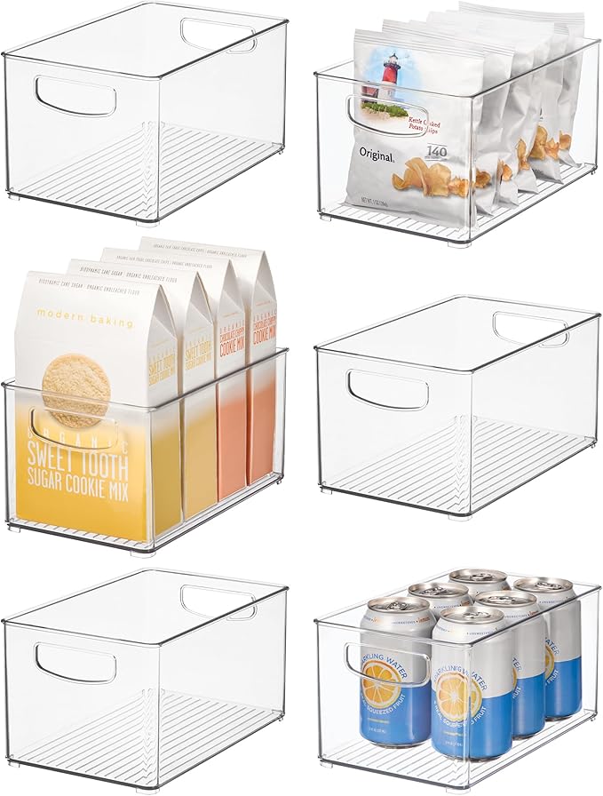 iDesign Stackable Clear Plastic Bin - Kitchen Organizers and Storage for Fridge and Pantry, 6-Pack