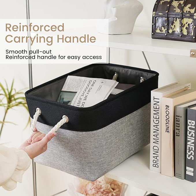 Large Storage Baskets- 15x11x10 inch Storage Bins for Shelves and Closet Organizing, Foldable Fabric Bin for Home Organization Clothes and Laundry