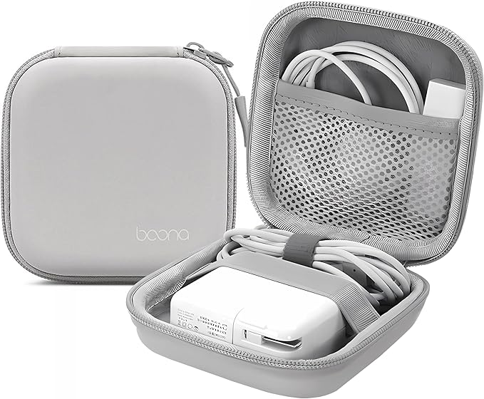 Small Travel Carrying Storage Case, 4.4"x4.4" Charger Organizer, Pouch compatible with MacBook Power Adapter, Laptop Accessories Cables, Cords, USB Drives, Earphones