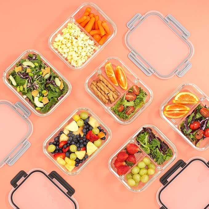 JoyJolt 5 Glass Meal Prep Containers - 35oz Airtight Set