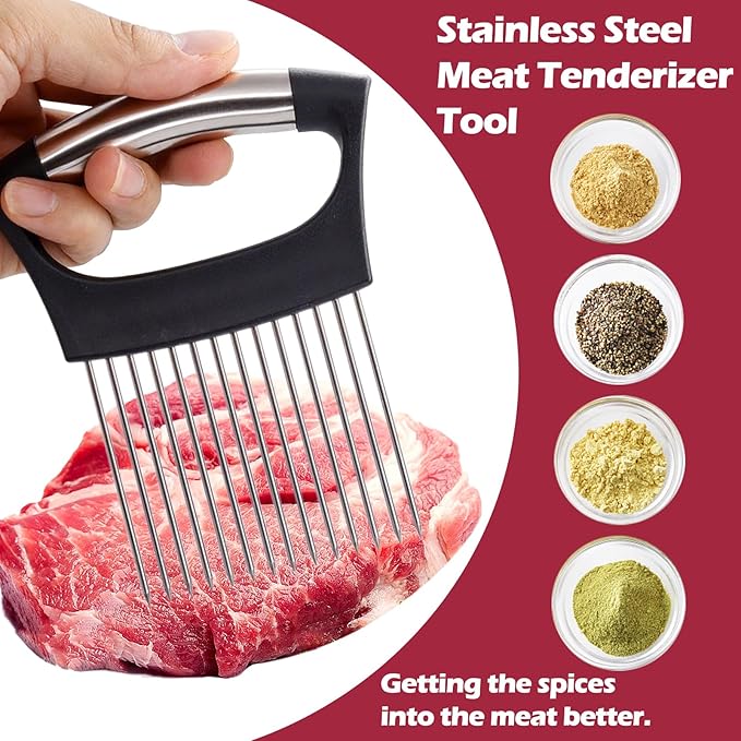 JAYVAR Extra-Large Onion Holder for Slicing, Large Tomato Slicer with 14 Long Needles, Onion Cutter Vegetable Chopper, Tomato Cutter Slicer Tool for Potato Slicing, Kitchen Gadgets Dicer Essentials