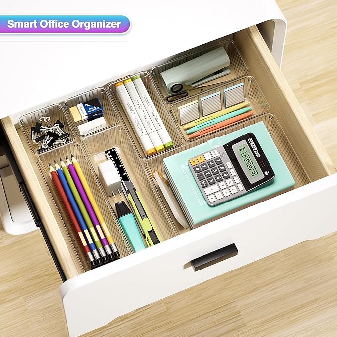 25 PCS Clear Plastic Drawer Organizer Set, Bathroom