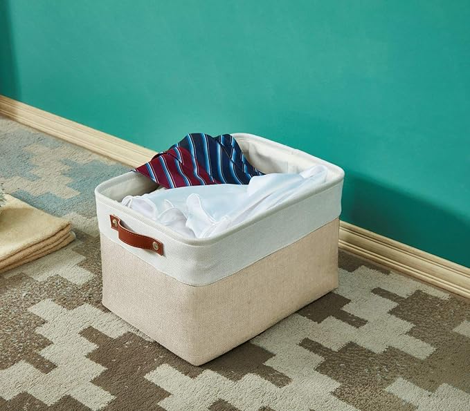 Storage Bins, Large Fabric Storage Baskets for Shelves, Mixed Neutral, 3 Pack