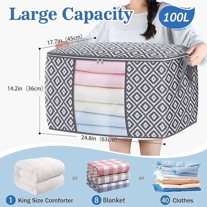 Direct 100L, 4 Pack, Storage Containers, Grey