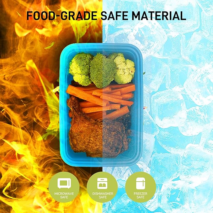 LISI 100-Piece Meal Prep Containers, 33oz Large Food Storage Containers with lids with 1, 2, 3-Compartment, Freezer Safe To-Go/Take-Out Boxes