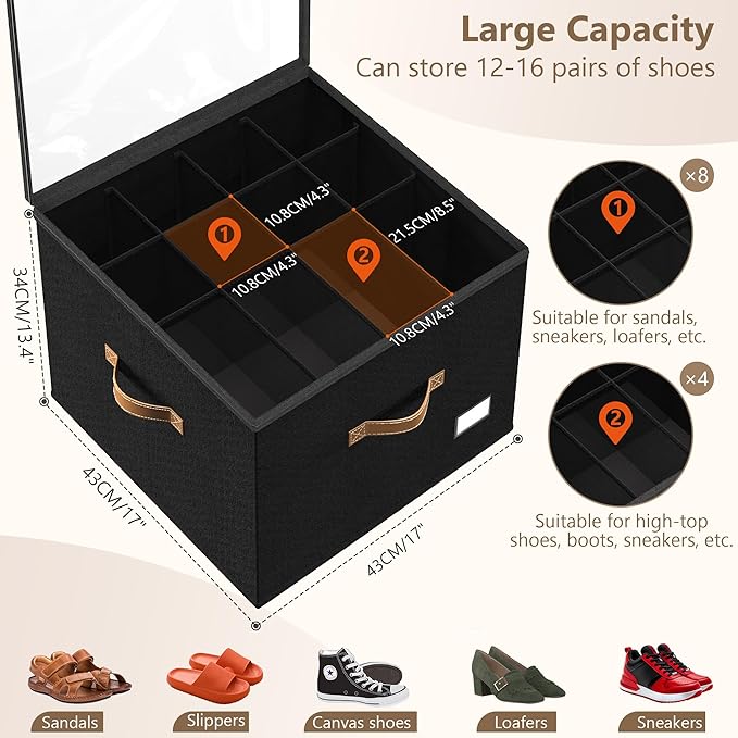 Shoe Organizer for Closet, Black
