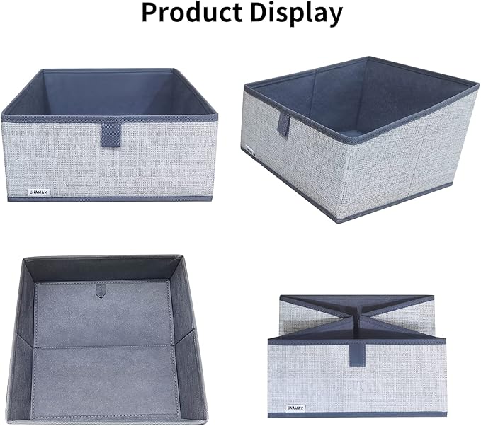 3 Packs Closet Storage Bins - Trapezoid Large Storage Box - Foldable Fabric Baskets for Organizing Clothes - Baby Toiletry, Toys, Towel, DVD, Book (1# Dark Grey, 11.6 x 11.6 x 7.9 inches)