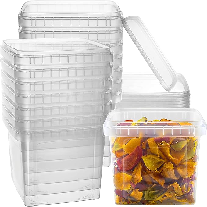 NYHI 64 oz 20 Large Pack Square Clear Deli Containers with Lids Disposable BPA Free Plastic Food Storage Containers with Lids Airtight for Meal Prep Take Out Kitchen