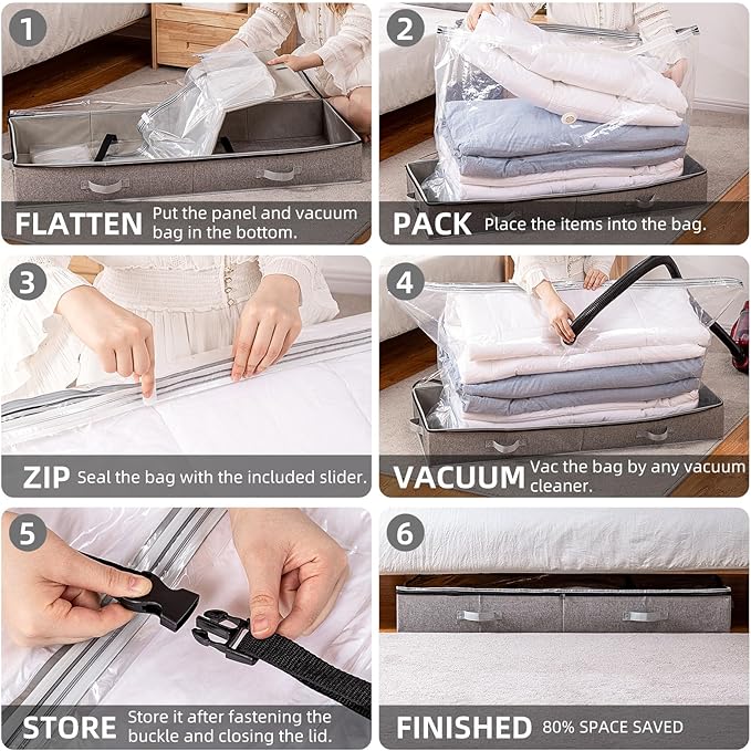 TAILI Under Bed Vacuum Storage Bags for Comforters and Blankets, Save 80% Space
