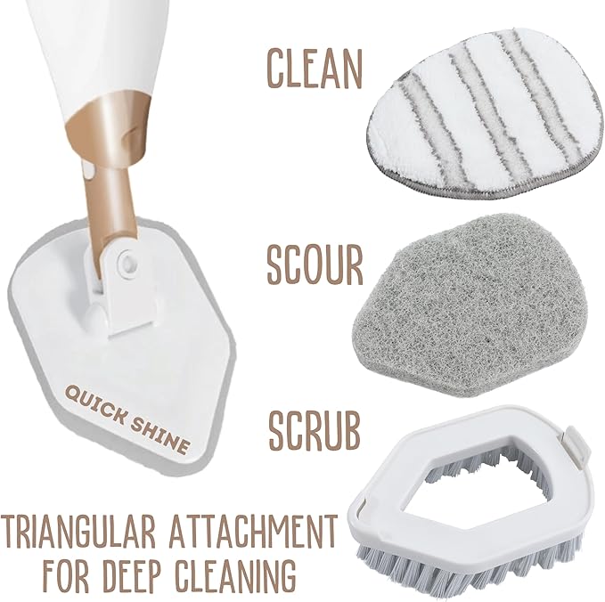 Quick Shine Ultimate Gold Spray Mop Kit | All-in-One 11 Pc Kit w/ Interchangeable Attachments | Floor Cleaner Included | No Batteries Needed | Pro Cleaning System for All Floor Types | 2-in-1 Mop