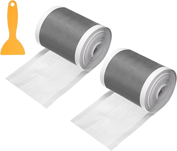 uxcell Disposable Shower Drain Cover Hair Catcher, 3.94in x 32.8ft Self Adhesive Mesh Hair Stopper with Removal Tool for Bathroom Kitchen Linear Drain