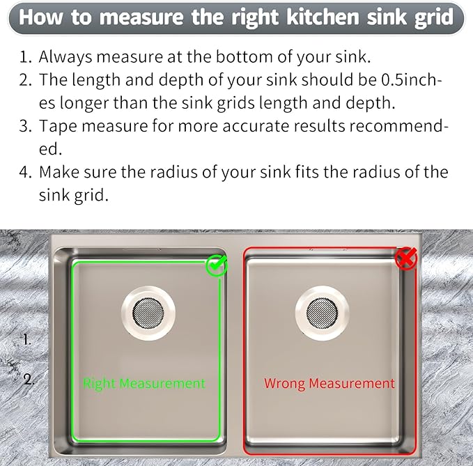 2Pack Stainless Steel Sink Protectors for Kitchen Sink, 13.12’’x11.6’’ Sink Protector Grid with Rear Drain