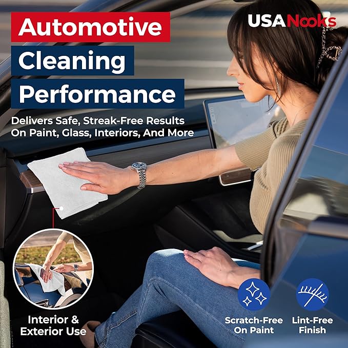USANOOKS Microfiber Cleaning Cloth - White - 24Pcs (12.5x12.5 inch) High Performance - 1200 Washes