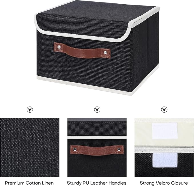 ANMINY 2 Storage Bins with Lid - Large, Black