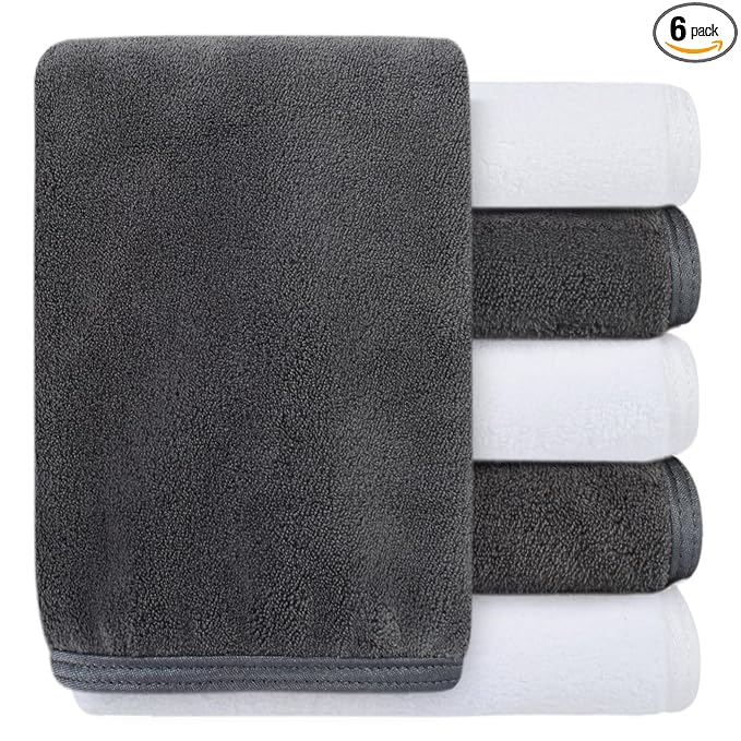 SINLAND Absorbent Coral Velvet Washcloth Ultra Soft Microfiber Face Towels 12 x 12 inch Multi-Purpose Face Cloths for Household and Sport