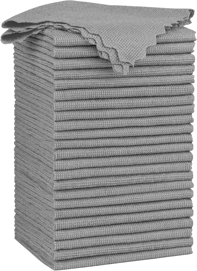 Orighty Grey Microfiber Cleaning Cloth, 24 Pack Highly Absorbent Cleaning Rags, Microfiber Towels for Cars, Household Cleaning Supplies, Reusable Lint Free Cloths for House, Kitchen, 12 x12 inch