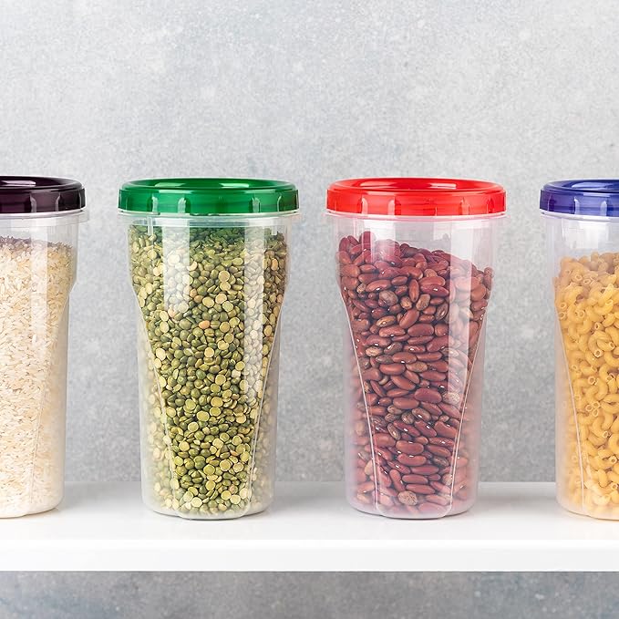 [48 oz 8 Pack] Twist Top Deli Containers Clear bottom With blue Top Twist