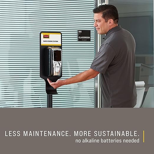 Rubbermaid Commercial Products AutoFoam LumeCel Hand Soap & Sanitizer Dispenser, Black/Black Pearl, Battery Free, Powered by Indoor Light, Touchless, Wall Mount, for Restrooms in Offices