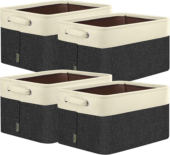 Fabric Storage Bins for Shelves, Linen Storage Baskets for Organizing