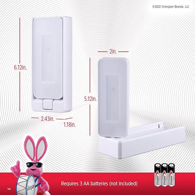 Energizer Swivel LED Touch Light, Battery Operated, 35 Lumens, Wireless LED Closet Light, Ideal for Under Cabinet, Closet, Hallway, Work Bench, Washroom, Pantry and Laundry Room, White, 38362