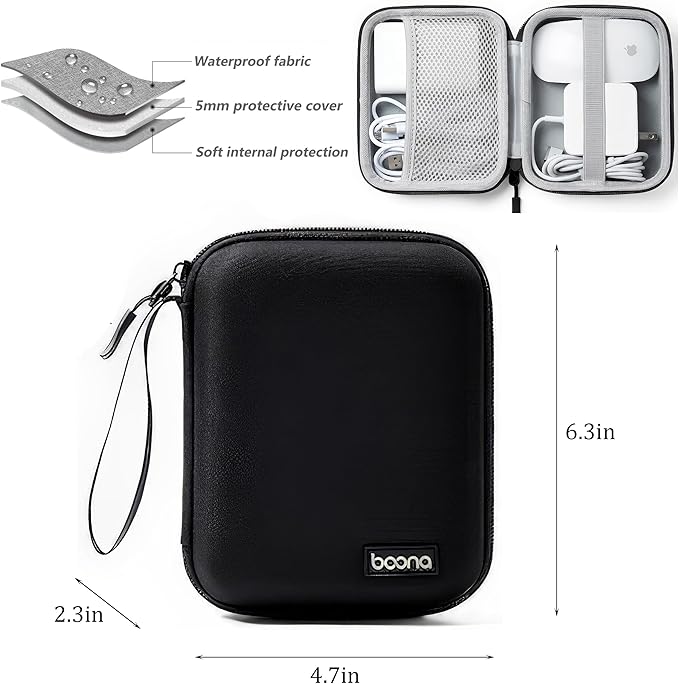 Charger Case for MacBook, Small Charger Organizer, Portable Pouch Travel Storage for Laptop Accessories, Waterproof for Magic Mouse, Power Bank,Charging Cords (Black)…
