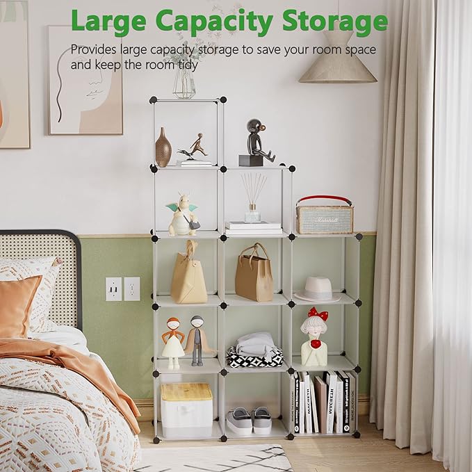 Cube Storage Organizer, 12-Cube Closet Cabinet Organizer, DIY Cube Shelf