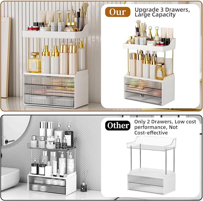3 Drawers Bathroom Counter Organizer, 5 Tier Makeup Organizer