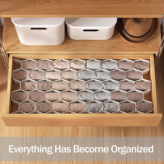 MORNITE Sock Organizer - 8pc Pink Drawer Divider