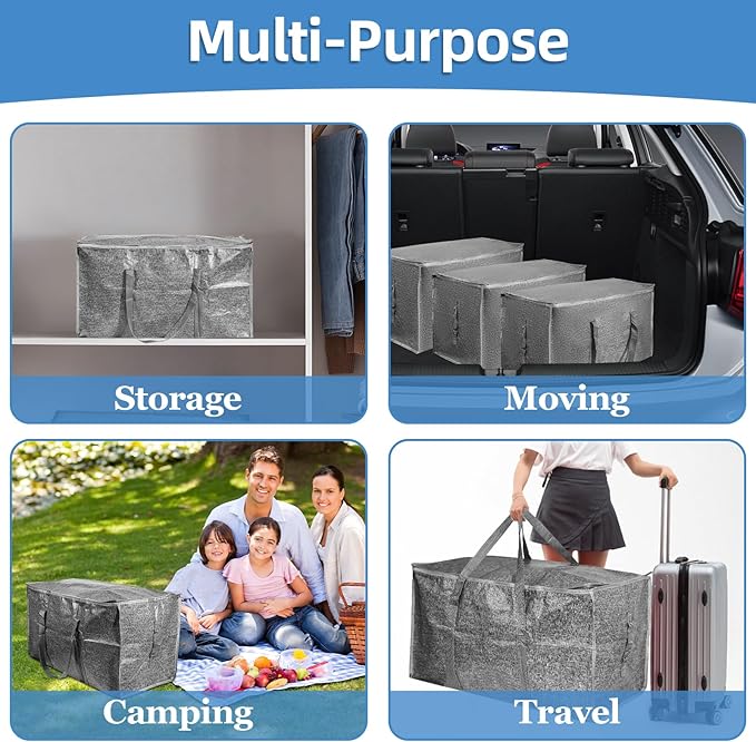 12 Pack-Extra Large Heavy Duty Moving Bags, Gray