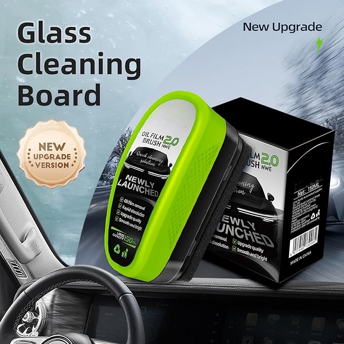 Automotive Glass Cleaning Brush with Refill, 2026 New Windshield & Window Care Tool, Anti-Fog Surface Cleaner Brush for Car Glass