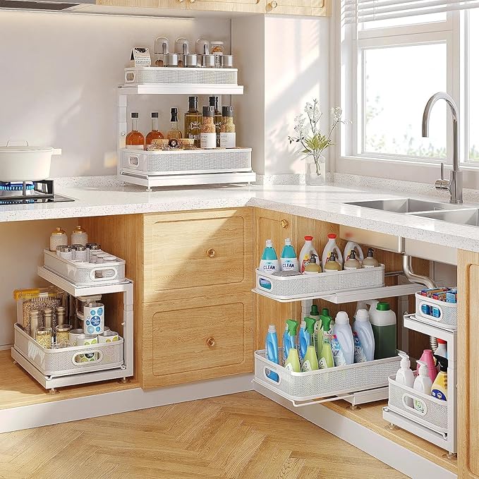 2-Pack Under Sink Storage Organizer with 2-Tier Slide Out Drawer