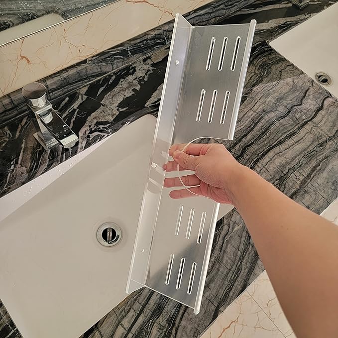 ROYALITA 17 Inch Acrylic Bathroom Shelf Organizer Over The Faucet, Bathroom Sink Rack Over The Sink Shelf, Countertop Organizer Kitchen Above Faucet