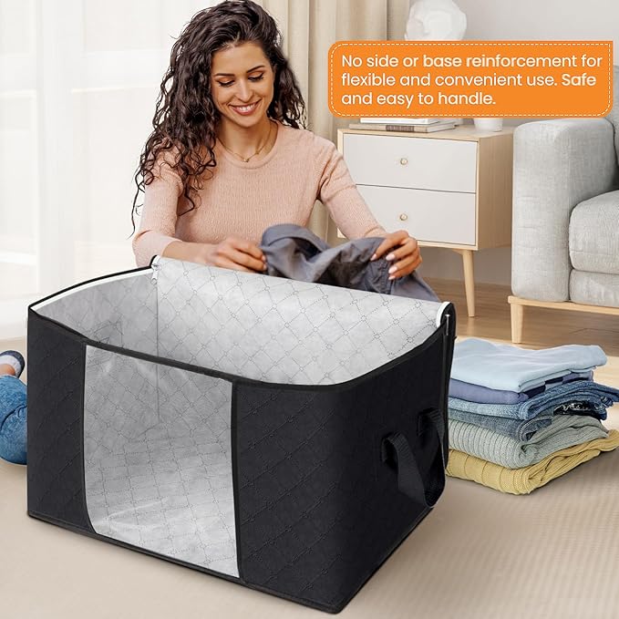 Fab totes 24 Gallons Clothes Storage, 10 Pack,Black