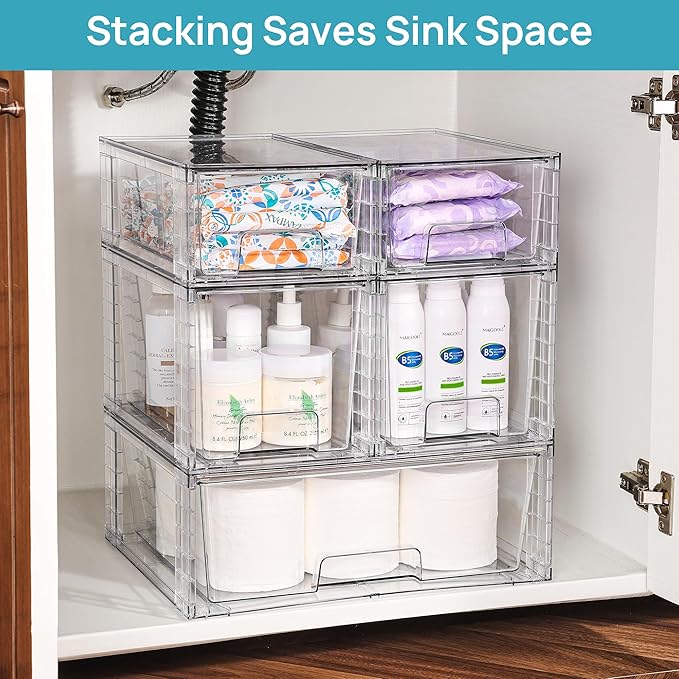 Clear Stackable Storage Drawers Set of 5