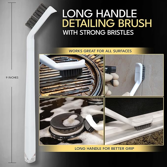Grout Cleaning Brush Set (4 Pcs) Heavy Duty Hand Grout Scrub Brush & Detail Cleaning Brush Set for Baseboards,Floor, Corners, Shower, Bath Tub & Tiles