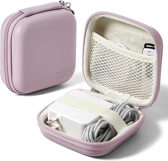 Charger Case for Macbook, Portable Tech Electronic Organizer Bag, Travel Storage Pouch for Laptop Accessories, MacBook Power Adapter, Charging Cords, USB Drives, Power Bank (Purple, M)