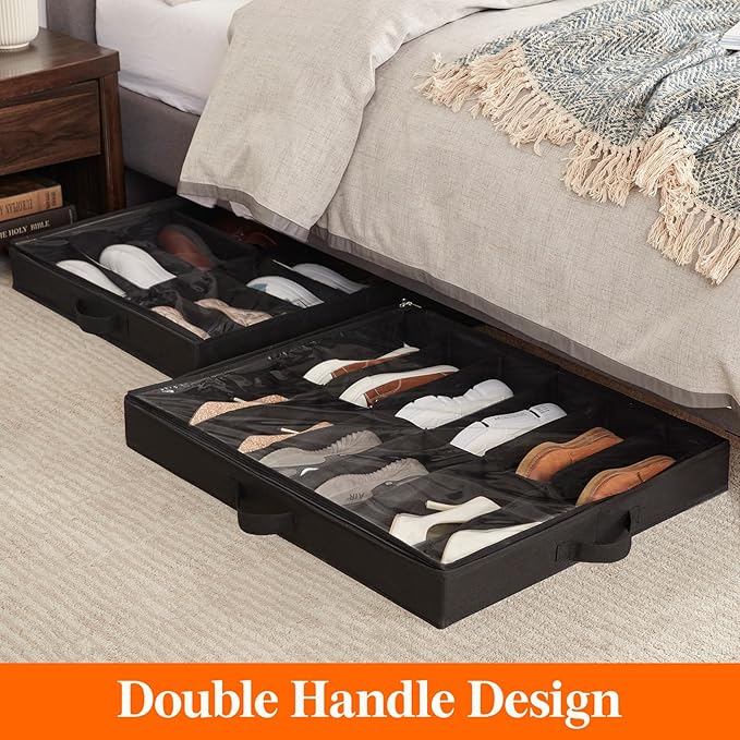 Under Bed Shoe Storage Organizer 2 Pack(12 Shoes Cells)