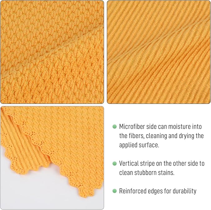 SINLAND Microfiber Dish Cloth for Washing Dishes Rags Best Kitchen Washcloth Cleaning Cloths with Poly Scour Side Popcorn Texture 5 Color Assorted 12Inchx12Inch 10 Pack