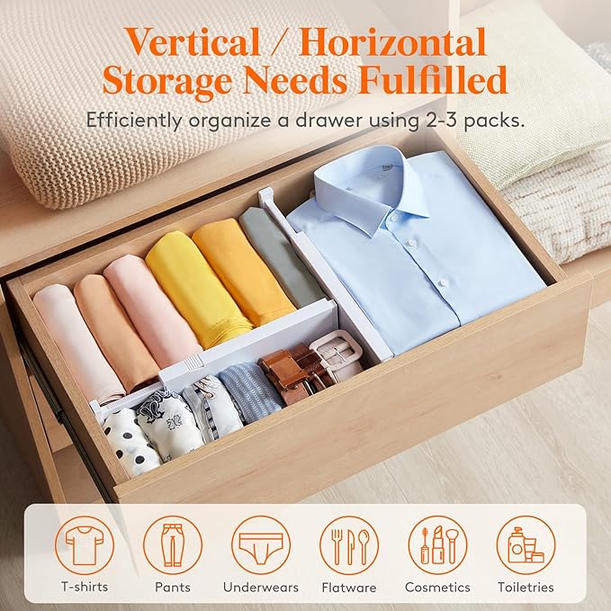 18 Pack Drawer Dividers 4" High 28-43.5cm/11-17" Adjustable Drawer Organizer