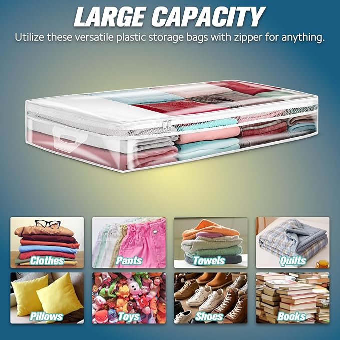 20 Gallon Under Bed Storage Containers, Underbed Clothing Storage Bins