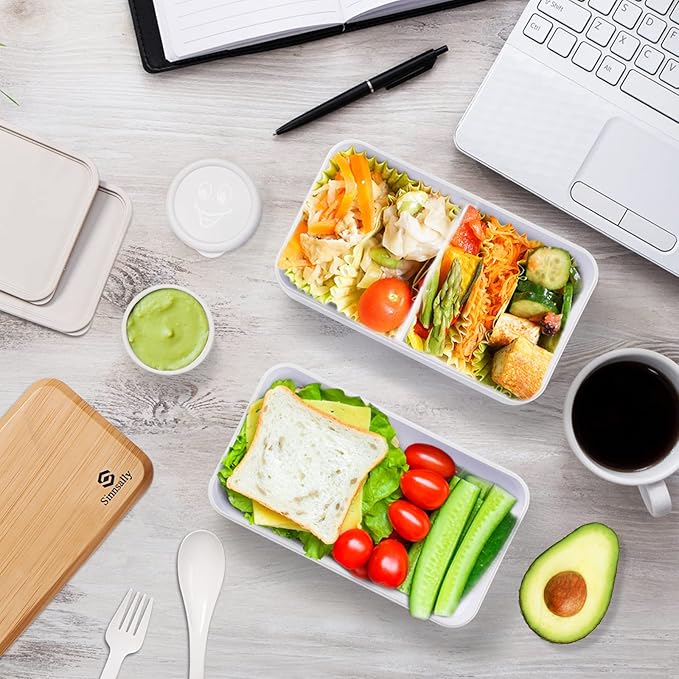 Sinnsally Lunch Box for Adult,1400ml Stackable Japanese Bento Lunch Box for Women,Lunch Containers with Food Compartments