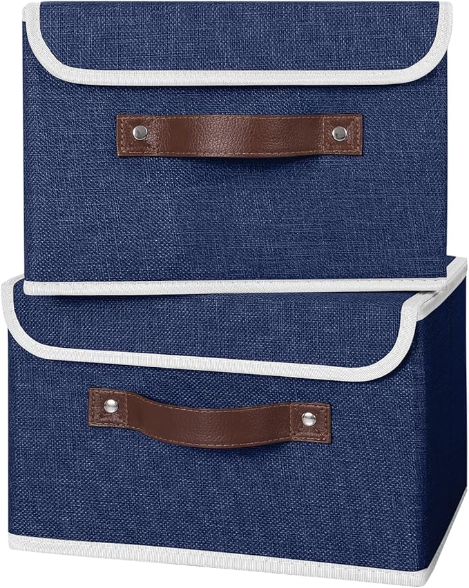 ANMINY 4 Storage Bins with Lid - Small Blue