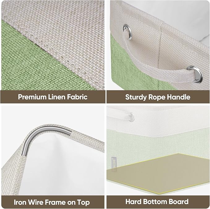 2 Pack Fabric Closet Storage Bins for Shelves, Green, 15''x11''x9.5''