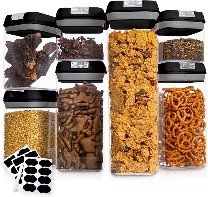 Cheer Collection Airtight Food Storage Containers, Kitchen Storage Containers for Pantry, Set of 7 Food Containers with Lids Airtight