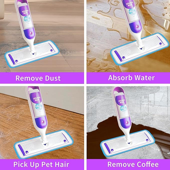 Reusable Power Mop Refill Pads for Swiffer Power Mop Starter Kit - Swifter Powermop Pads Refills - Multi-Surface & Wood Mopping Pad Refill for Floor Cleaning - Washable Microfiber Pad, 4 Pack