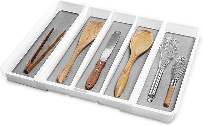 Madesmart Expandable Utensil Tray-White, Classic Collection, 5-Compartments