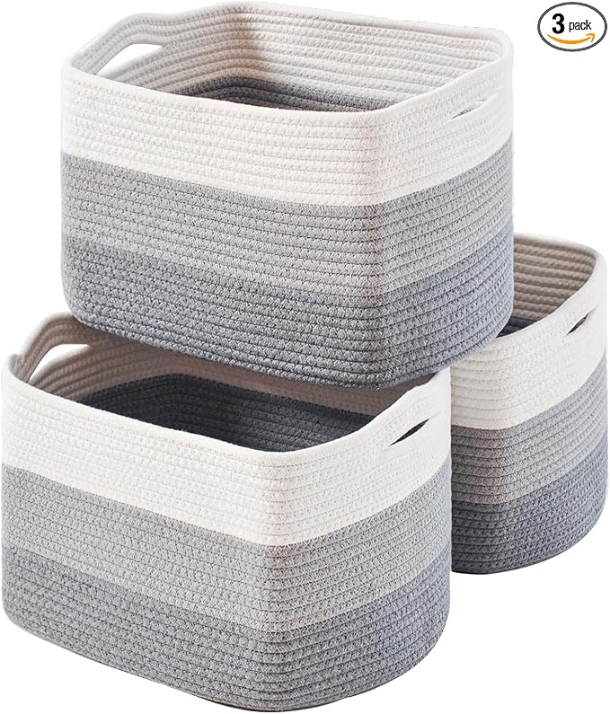Storage Baskets for Organizing Shelves, Gradient Grey