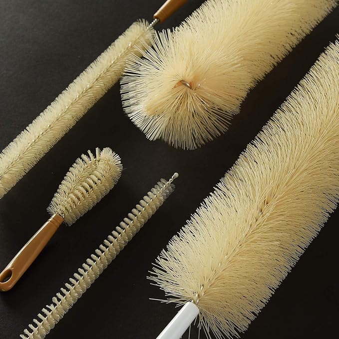 ALINK Extra Large Long Bottle Brush Set - 16" / 15" Long Bamboo Handle Bottle Cleaner for Narrow Neck Beer Wine Bottles, Decanter, Tumblers, Thermos